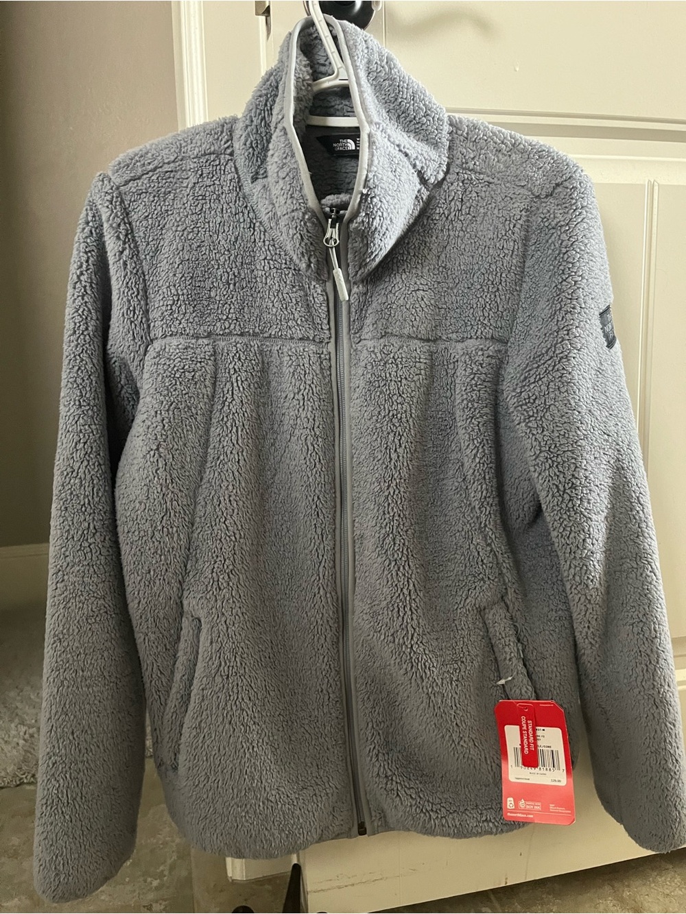 The North Face women’s Light Gray Sherpa Fleece Full‑Zip Jacket